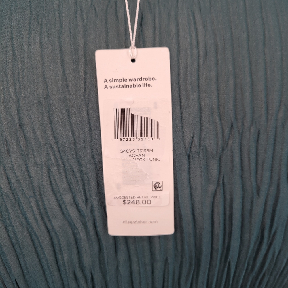 Eileen Fisher Silk Bateau Neck Pleated Crinkled Georgette Tunic Women's 3X - Picture 7 of 11